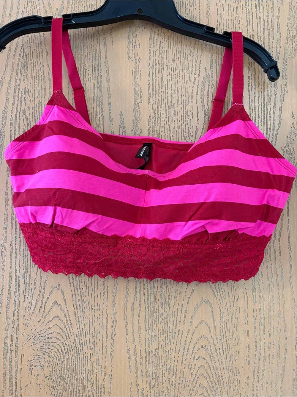 Striped Pink & Red Lace Bralette - Women Intimates